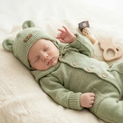 KAZUM Kombinezon włóczkowy wiosna jesień z odpinanym kapturem 56-86 olive green