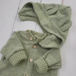 KAZUM Kombinezon włóczkowy wiosna jesień z odpinanym kapturem 56-86 olive green