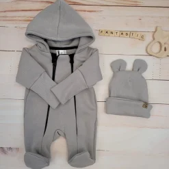 KAZUM Kombinezon z ocieplanej dresówki + czapka 56-86 ashen gray