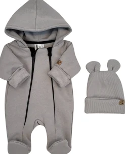 KAZUM Kombinezon z ocieplanej dresówki + czapka 56-86 ashen gray