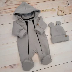 KAZUM Kombinezon z ocieplanej dresówki + czapka 56-86 ashen gray