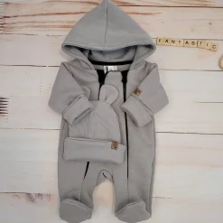 KAZUM Kombinezon z ocieplanej dresówki + czapka 56-86 ashen gray