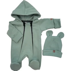 KAZUM Kombinezon z ocieplanej dresówki + czapka 56-86 gooseberry green