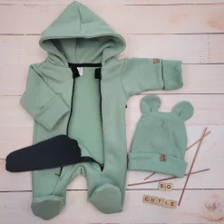 KAZUM Kombinezon z ocieplanej dresówki + czapka 56-86 gooseberry green