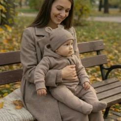KAZUM Kombinezon z ocieplanej dresówki + czapka chocolate 56-86