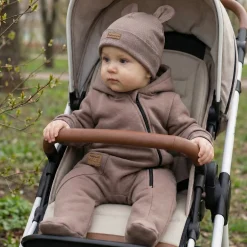 KAZUM Kombinezon z ocieplanej dresówki + czapka chocolate 56-86