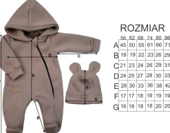 KAZUM Kombinezon z ocieplanej dresówki + czapka chocolate 56-86