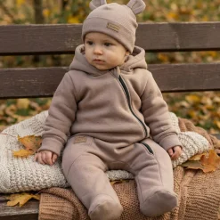 KAZUM Kombinezon z ocieplanej dresówki + czapka chocolate 56-86