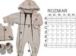 KAZUM Kombinezon z ocieplanej dresówki bez stóp + czapka + buciki 56-86 alabaster beige