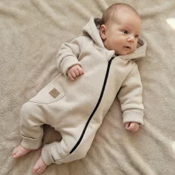 KAZUM Kombinezon z ocieplanej dresówki bez stóp + czapka beige latte 56-86