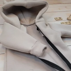 KAZUM Kombinezon z ocieplanej dresówki bez stóp + czapka beige latte 56-86
