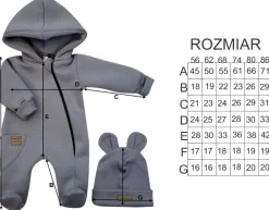 KAZUM Kombinezon z ocieplanej dresówki + czapka onyx 56-86