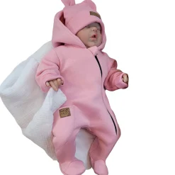 KAZUM Kombinezon z ocieplanej dresówki + czapka blush 56-86