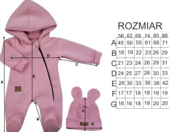 KAZUM Kombinezon z ocieplanej dresówki + czapka blush 56-86
