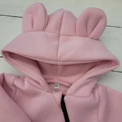 KAZUM Kombinezon z ocieplanej dresówki bez stóp + czapka blush 56-86