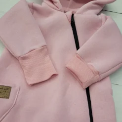 KAZUM Kombinezon z ocieplanej dresówki bez stóp + czapka blush 56-86