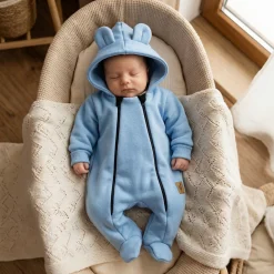KAZUM Kombinezon z ocieplanej dresówki baby blue 56-86