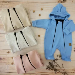 KAZUM Kombinezon z ocieplanej dresówki baby blue 56-86