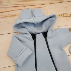 KAZUM Kombinezon z ocieplanej dresówki bez stóp + czapka + buciki 56-86 crystal blue