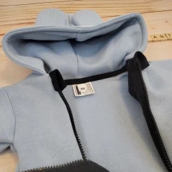 KAZUM Kombinezon z ocieplanej dresówki bez stóp + czapka + buciki 56-86 crystal blue