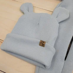 KAZUM Kombinezon z ocieplanej dresówki bez stóp + czapka + buciki 56-86 crystal blue