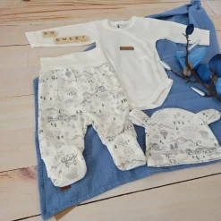 KAZUM Komplet body + półśpiochy + czapka silver gray land ostatnie 50-68