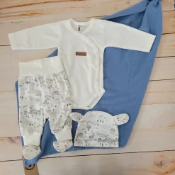 KAZUM Komplet body + półśpiochy + czapka silver gray land ostatnie 50-68