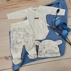 KAZUM Komplet body + półśpiochy + czapka silver gray land ostatnie 50-68