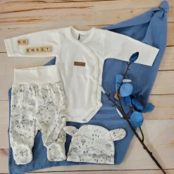 KAZUM Komplet body + półśpiochy + czapka silver gray land ostatnie 50-68