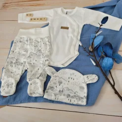 KAZUM Komplet body + półśpiochy + czapka silver gray land ostatnie 50-68