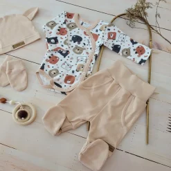 KAZUM Komplet body + półśpiochy + czapka baby sandy brown bear ostatnie sztuki 50, 68