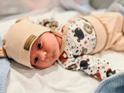KAZUM Komplet body + półśpiochy + czapka baby sandy brown bear ostatnie sztuki 50, 68
