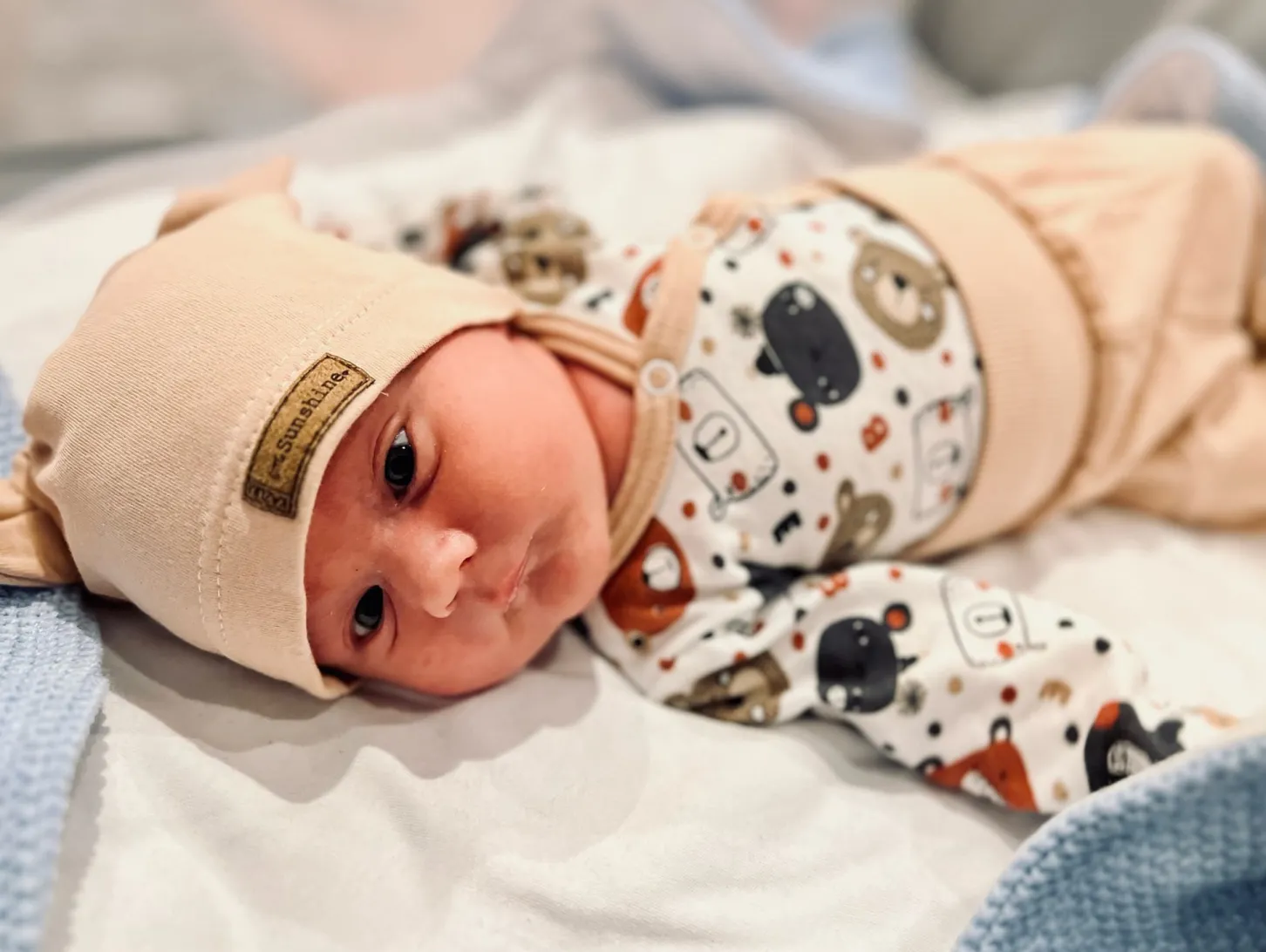KAZUM Komplet body + półśpiochy + czapka baby sandy brown bear ostatnie sztuki 50, 68