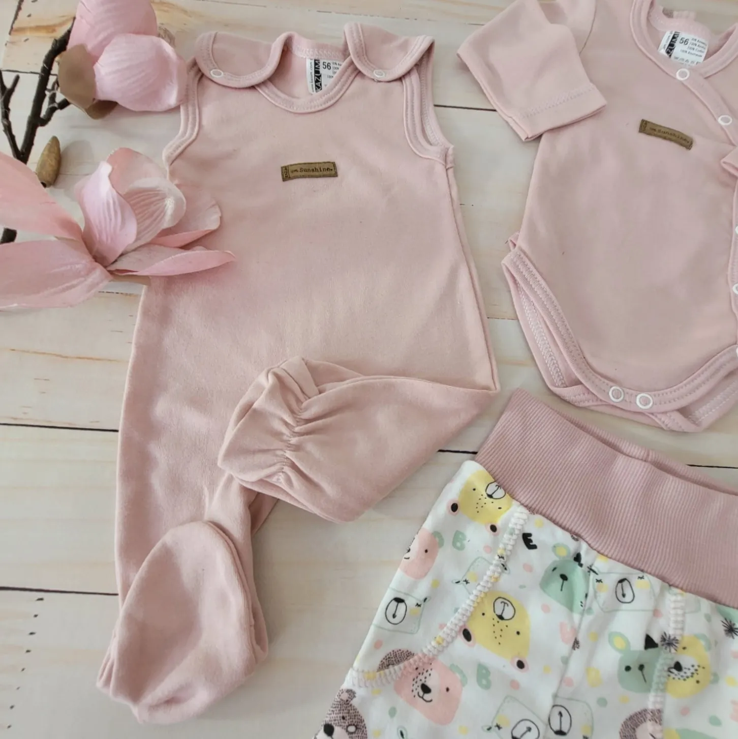 KAZUM Komplet wyprawka do szpitala 7 cz baby pastel pink bear ostatnie sztuki 50