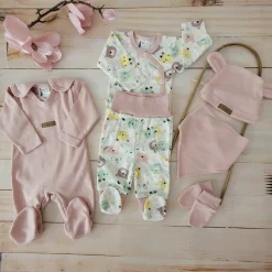 KAZUM Komplet wyprawka do szpitala 7 cz baby pastel pink bear ostatnie sztuki 50