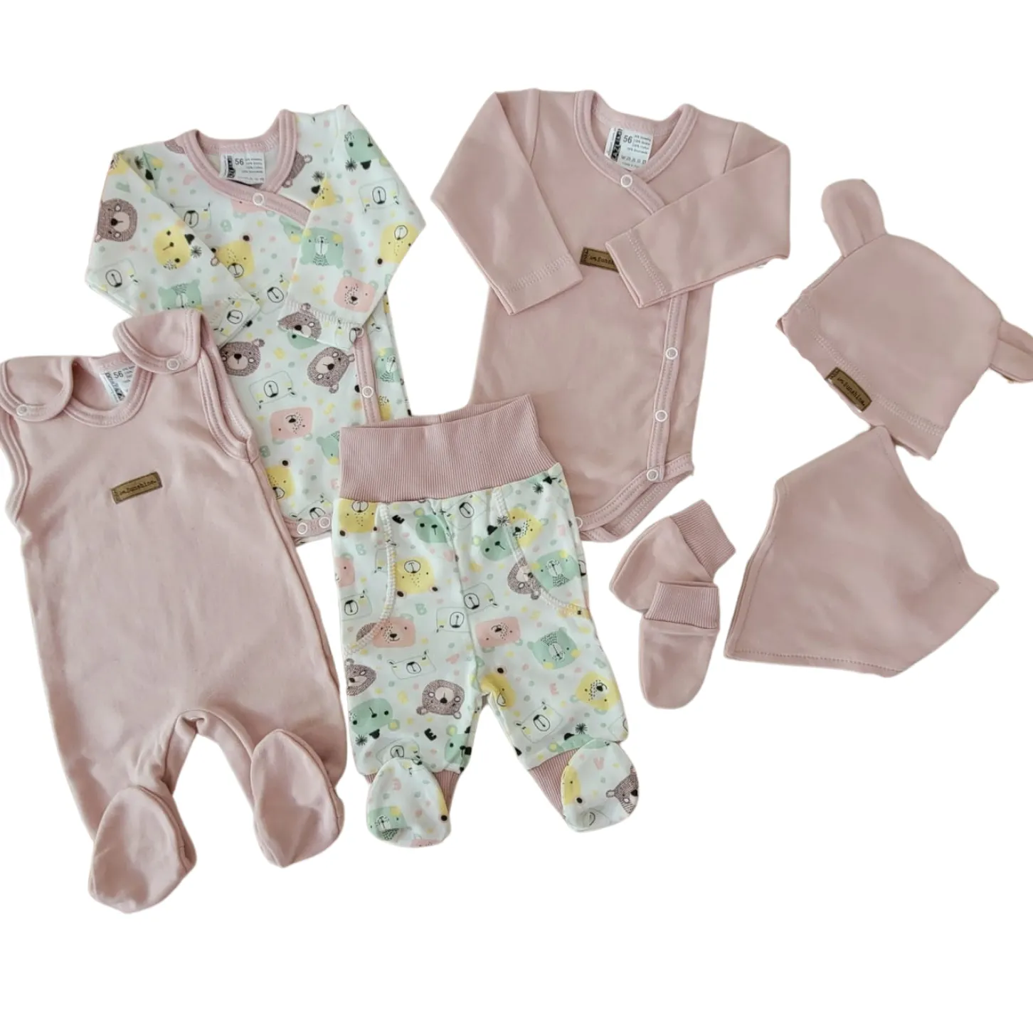 KAZUM Komplet wyprawka do szpitala 7 cz baby pastel pink bear ostatnie sztuki 50