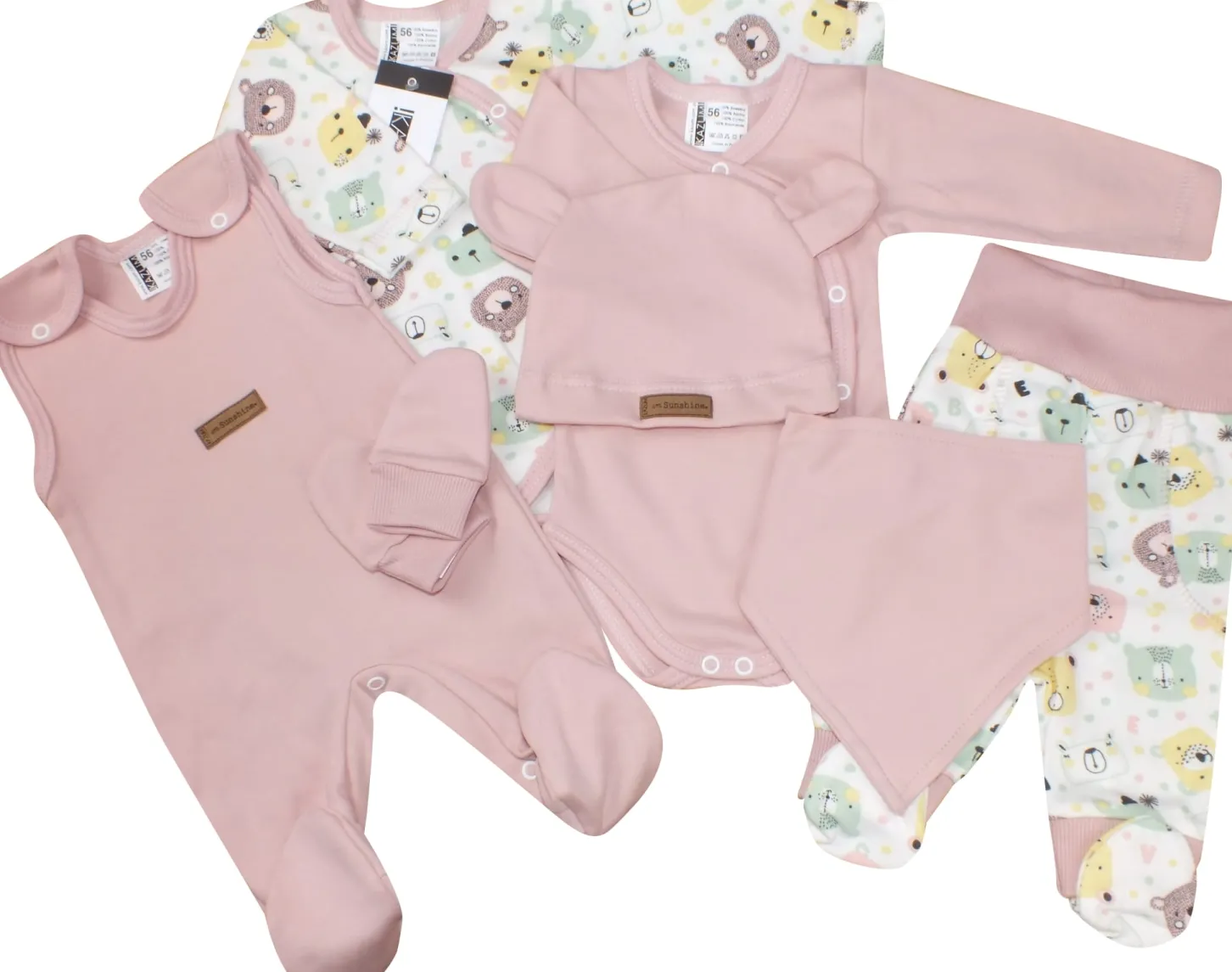 KAZUM Komplet wyprawka do szpitala 7 cz baby pastel pink bear ostatnie sztuki 50
