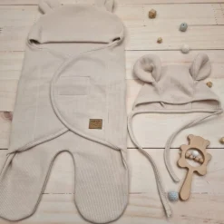 KAZUM Śpiworek, otulacz dla niemowlaka bawełniany 56/62 alabaster beige