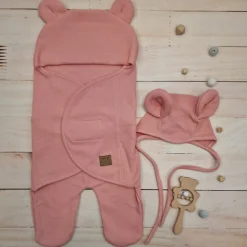 KAZUM Śpiworek, otulacz dla niemowlaka bawełniany 56/62 coral pink