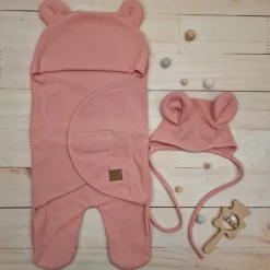 KAZUM Śpiworek, otulacz dla niemowlaka bawełniany 56/62 coral pink