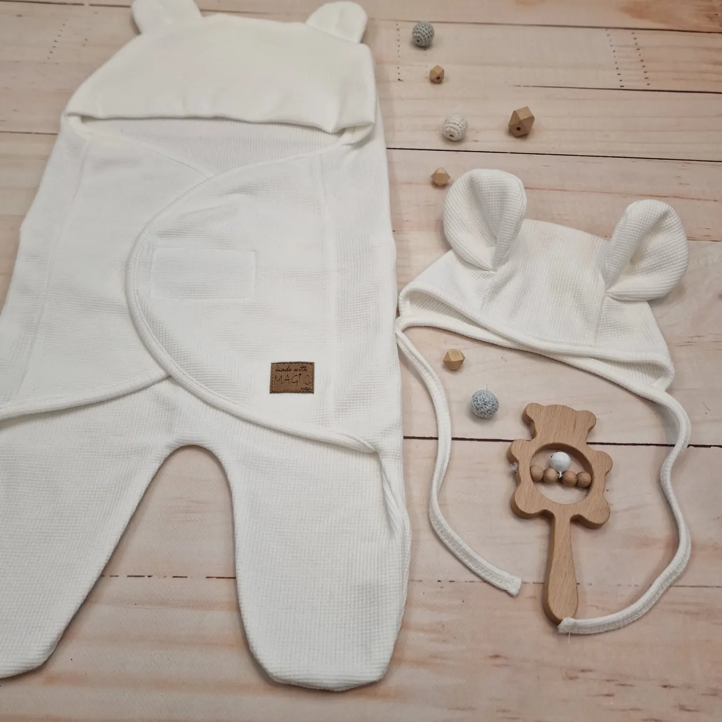 KAZUM Śpiworek, otulacz dla niemowlaka bawełniany 56/62 ivory