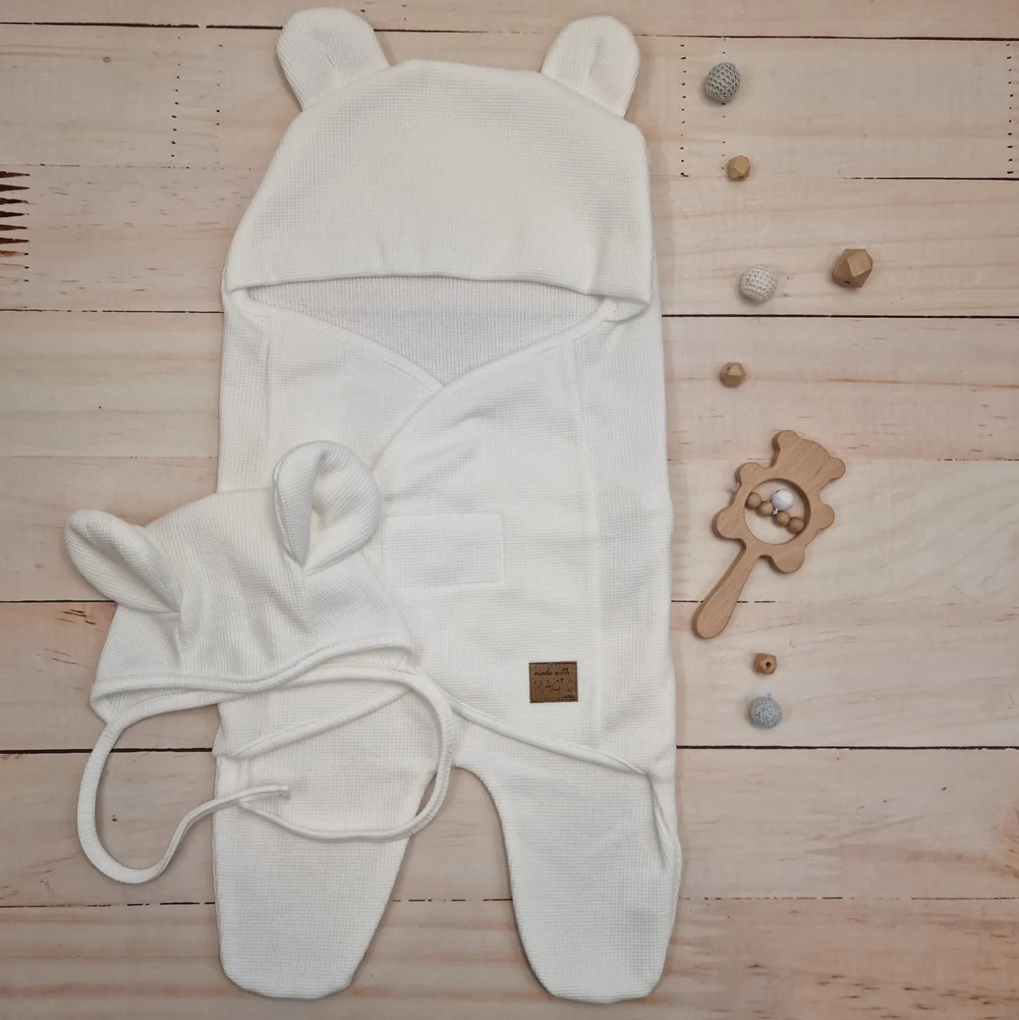 KAZUM Śpiworek, otulacz dla niemowlaka bawełniany 56/62 ivory