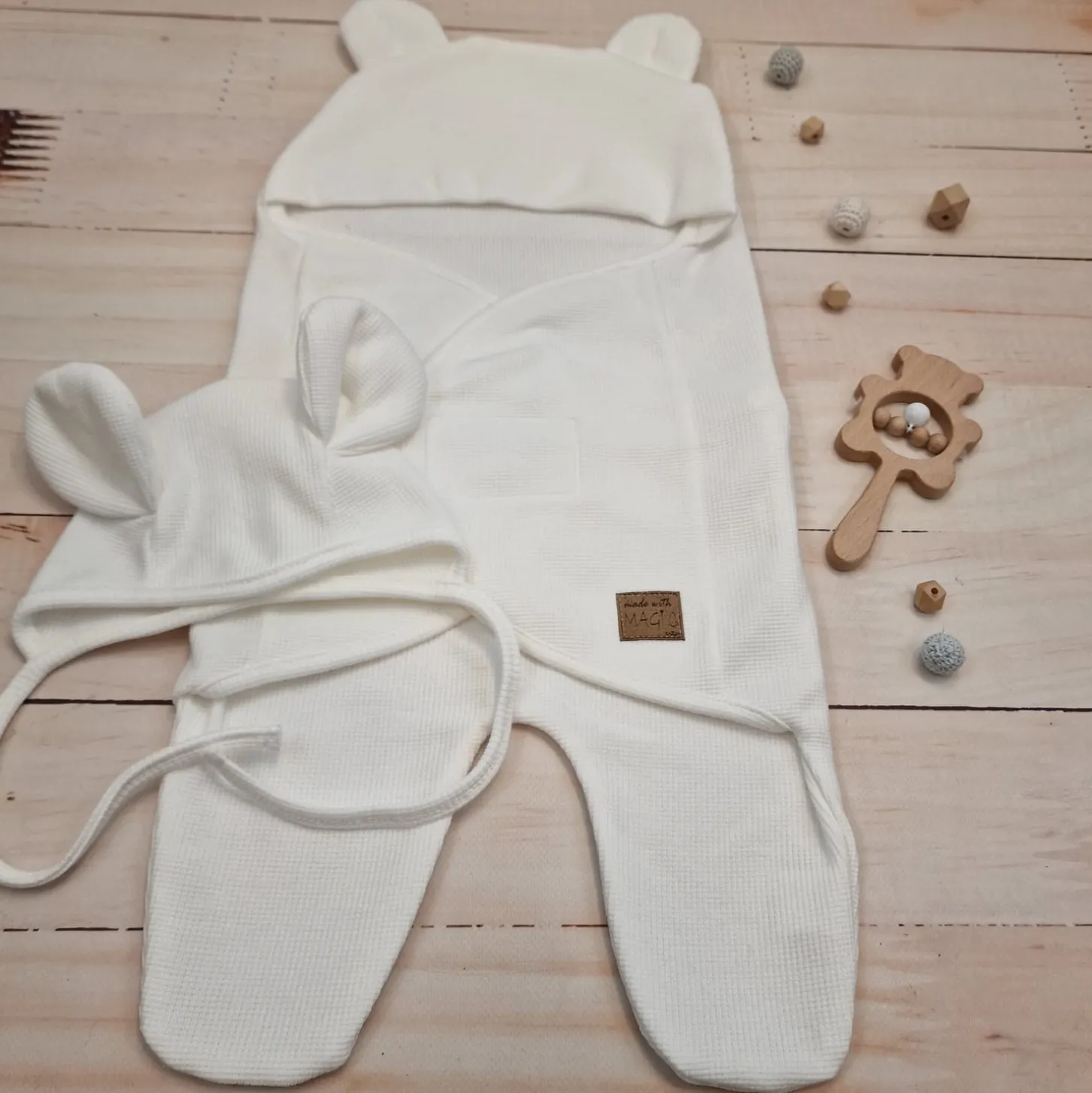 KAZUM Śpiworek, otulacz dla niemowlaka bawełniany 56/62 ivory