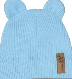 KAZUM Pojedyńcza czapka bawełniana włóczkowa z uszkami baby blue