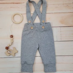 KAZUM prążkowane legginsy spodnie ze ściągaczem, na szelkach 56-86 silver mist