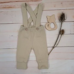 KAZUM prążkowane legginsy spodnie ze ściagaczem, na szelkach 56-86 caramel coffee