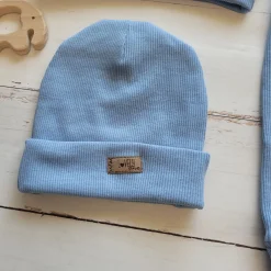 KAZUM Prążkowany komplet 3 cz bluza+spodnie+czapka 56-86 baby blue