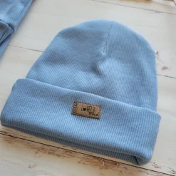 KAZUM Prążkowany komplet 3 cz bluza+spodnie+czapka 56-86 baby blue