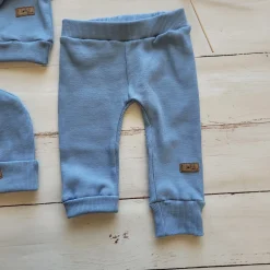 KAZUM Prążkowany komplet 3 cz bluza+spodnie+czapka 56-86 baby blue