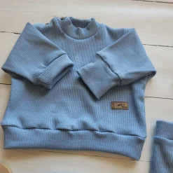 KAZUM Prążkowany komplet 3 cz bluza+spodnie+czapka 56-86 baby blue